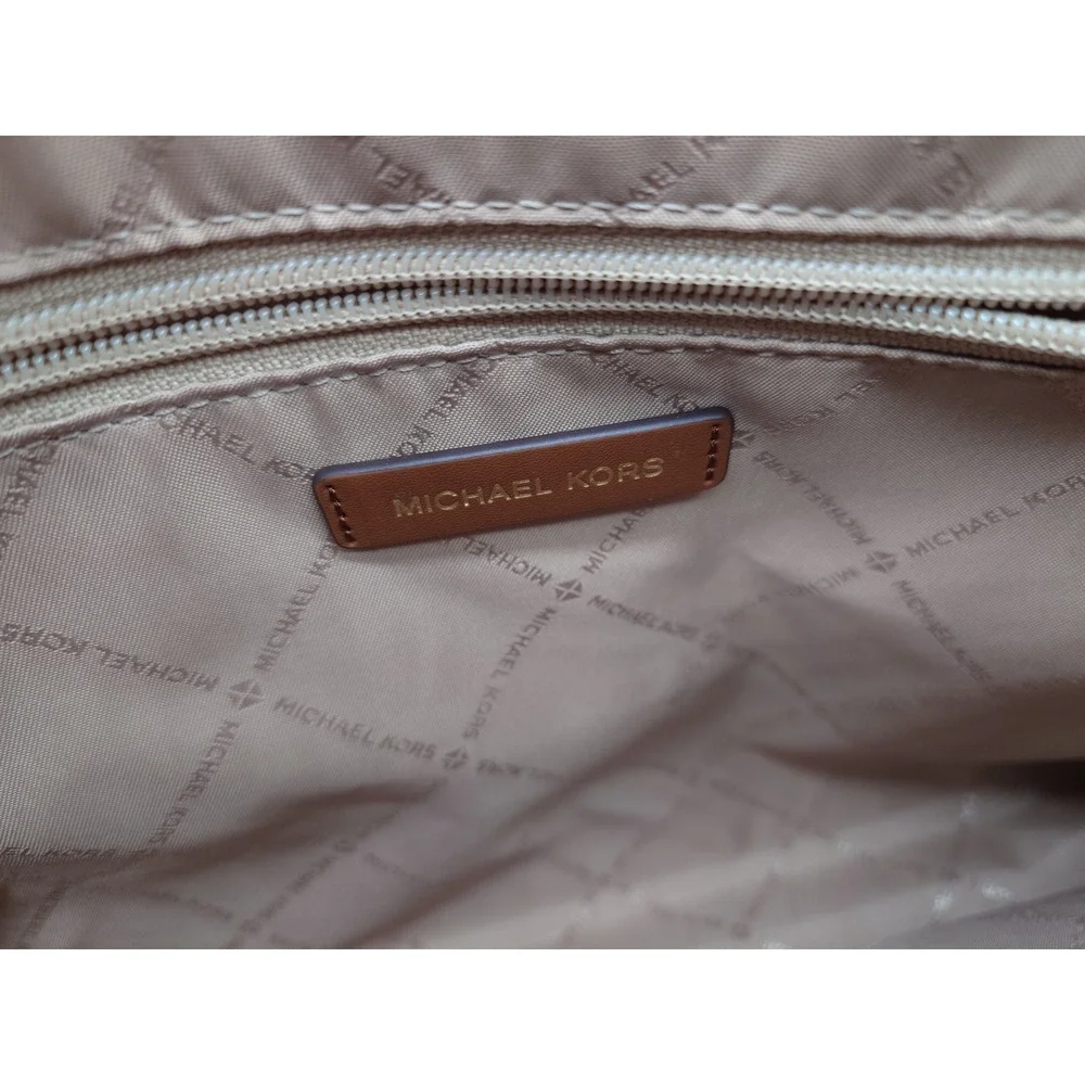 Michael Kors Tote Bag Large Brown Monogram Leather Trim [GNH021508]